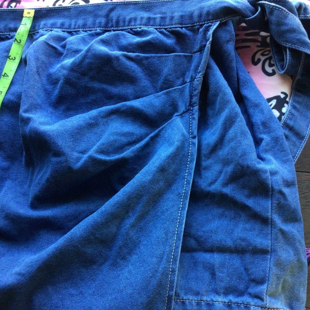 SHEIN Skort blue denim tie wrap